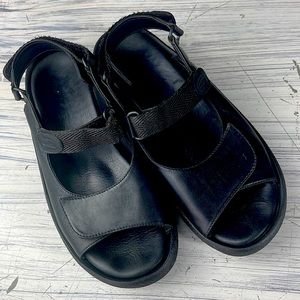 WOLKY JEWEL 3204 BLACK LEATHER SLINGBACK COMFORT WALKING SANDALS